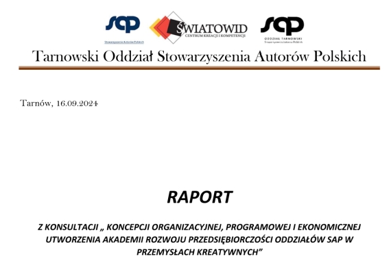 16 września opublikowany został RAPORT z konsultacji nt. Projektu Akademii SAP