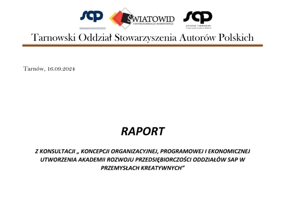 16 września opublikowany został RAPORT z konsultacji nt. Projektu Akademii SAP